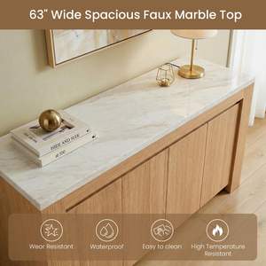 Aparador Tradicional con Almacenamiento, Diseño Arqueado, 2 Puertas, Estantes Ajustables, Gran Capacidad, Mesa Consola <span class=keywords><strong>para</strong></span> Comedor - Product Image 2