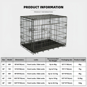 Toptan Özelleştirilebilir Katlanabilir Demir Tel Evcil Hayvan Kafesi Düz Desenli Köpek Kulübeleri Plastik Tepsili Küçük Orta Büyük Köpekler İçin Dayanıklı Kutu - Product Image 2
