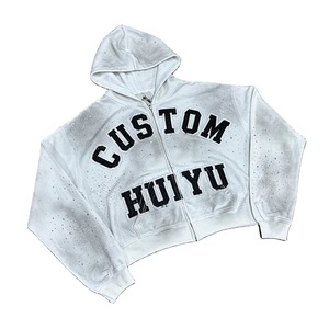 ผู้ผลิต Hui <span class=keywords><strong>Yu</strong></span> เสื้อฮู้ดดี้แบบซิปปักลายสไตล์วินเทจ ซีดจาง แต่งด้วยงานปักแบบแอพพลิเคชั่น  ไซส์พลัส สตรีทแวร์ ประดับด้วยคริสตัล - Product Image 1
