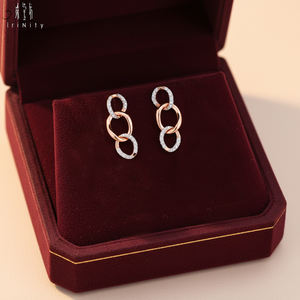 Pendientes de Diamantes Naturales Reales, Delicados y Brillantes, de Oro Rosa Sólido de 18K, Joyería Minimalista y Elegante, Venta al por Mayor en Hong Kong - Product Image 6