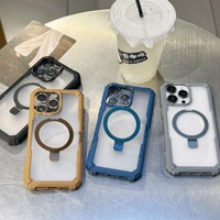 Étui de protection robuste anti-chute à quatre coins pour iPhone 15 Pro Max/16e, étui antichoc avec béquille magnétique