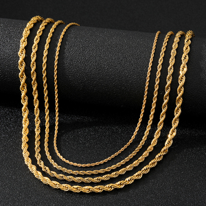 Collana a catena intrecciata in acciaio inossidabile 316L placcato oro 18k, stile hip hop punk VKME. - Product Image 3