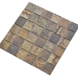 Azulejos mosaico de metal quadrados misturados, arte 3d antigos
