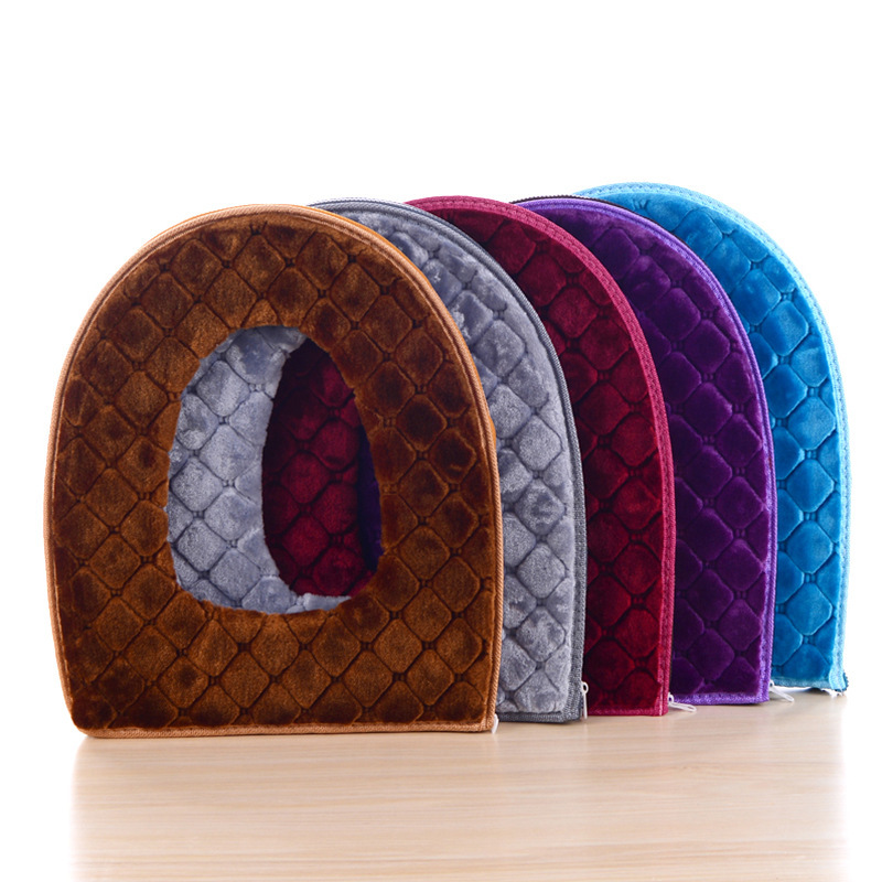 Soft Cloth Toilet Seat Cover Cushion (2 Pack) | Zip-Fly Warm Seat Pad For Cold Days - View #3