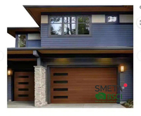 Porte de garage à ouverture automatique LONGTAI de style américain en aluminium imitation bois, amortissante et à marche arrière automatique