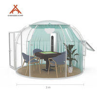 Dôme géodésique rond en polycarbonate PC Kawagebo Kamp (KK) de 3 m / 9,8 pi de diamètre pour l'extérieur, tente igloo, maison bulle pour le glamping