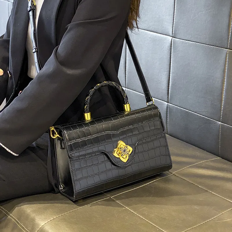 ladies bag stock lot zipper purse pu leather satchel crossbody handbags Alligator print bag for women small square bag