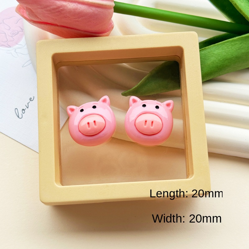 Pink pig head 20*20mm