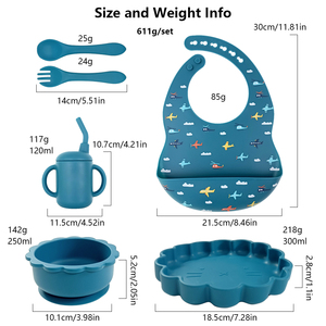 Vaisselle en silicone sans BPA de qualité alimentaire pour tout-petits, assiette avec cuillère et fourchette, bavoir étanche, bol d'aspiration, tasse de paille - Product Image 4