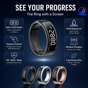 Anillo Inteligente con Pantalla OLED, Resistente al Agua 5ATM y Control por Gestos, Monitor de Ritmo Cardíaco y Sueño OEM con Carga Inalámbrica <span class=keywords><strong>para</strong></span> Venta al Por Mayor - Product Image 2
