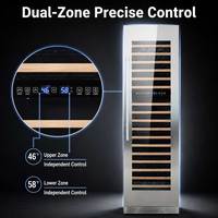 Réfrigérateur à vin double zone 430L en acier inoxydable avec compresseur, 148 bouteilles, encastrable ou autoportant, garantie directe usine OEM