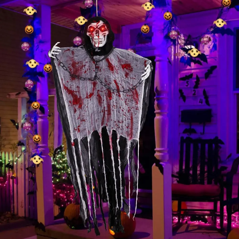 OurWarm-productos de Ambiente de Halloween, Control por voz, 170cm, LED, fantasma colgante con luz