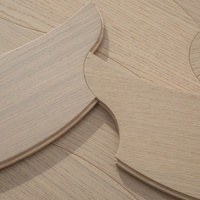Parquet en chêne blanc à motif feuille, design artistique, grand format irrégulier en forme de feuille de saule, stable, compatible géothermique, en bois d'ingénierie