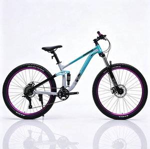 Bicicleta de Montaña de Suspensión Completa de 26 Pulgadas, 1x8 Velocidades, Frenos de Disco Hidráulicos, Degradado de Color, Cuadro de Acero de Alto <span class=keywords><strong>Carbono</strong></span> para Todoterreno - Product Image 1
