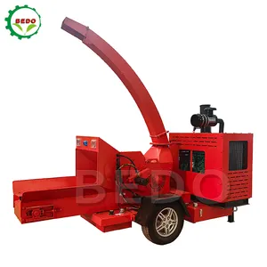 Real Manufacturer Auto Feed Commercial Movable Garden Forestry Coconut Stump Wood Chipper Grinder Sawdust Machine For Sale