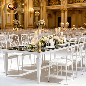 Luxury Events Party Furniture Mirror Glass <b>White</b> Iron Metal Banquet Wedding <b>Tables</b> - Product Image 6