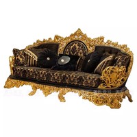 Ensemble de salon traditionnel baroque en bois doré antique, fabrication directe d'usine en Chine, canapé, fauteuil, table basse assortie, meubles TV