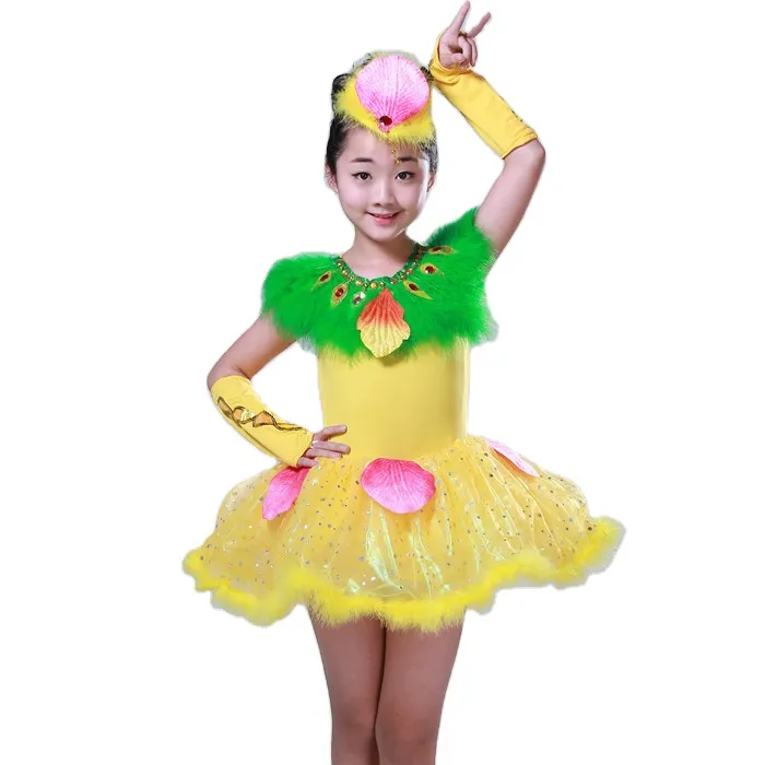 Nuovo Design Animal role Play woodpecker Cosplay yellow bird dress Costume con copricapo Outfit Funny Kid Halloween