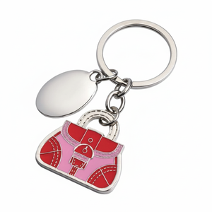 Portachiavi alla Moda per Borsa, Charm in Metallo Smaltato Rosso Rosa, Regalo per Donna, Accessori - Product Image 2