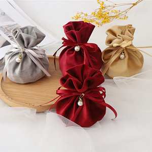 Sac de rangement pour tasse à thé de voyage, théière, sac de rangement de couleur unie, sac à cordon en velours à fond rond - Product Image 2