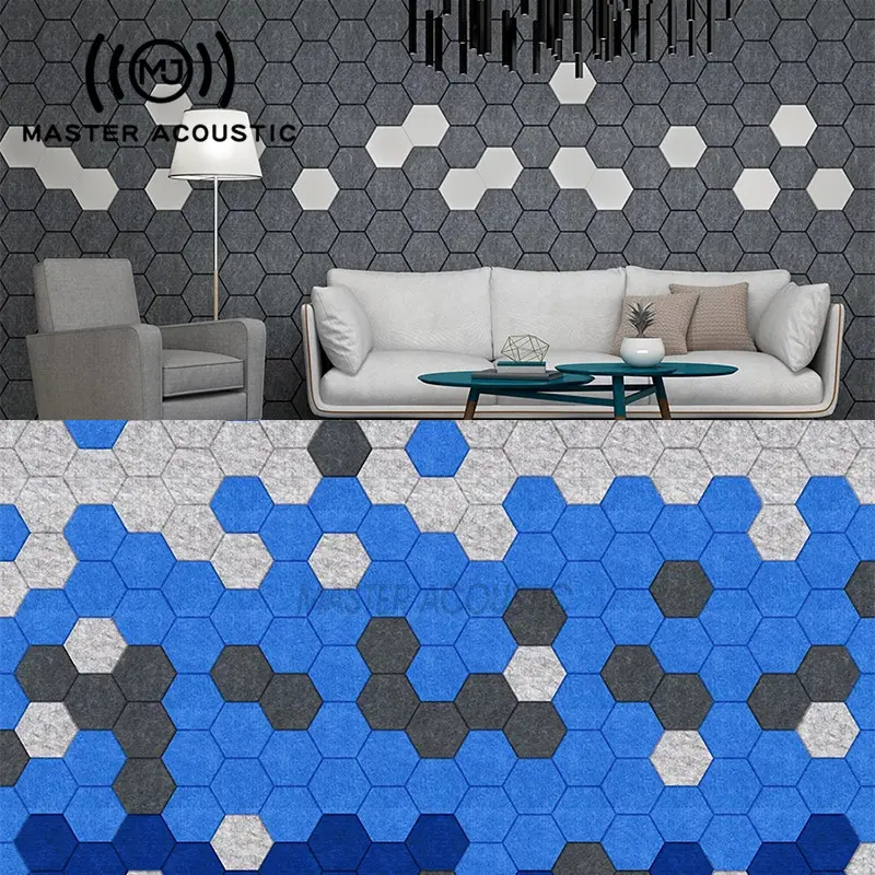 Master acoustic hexagon PET acoustic panel soundproof wall panels self adhesive installation