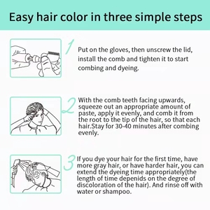 Tinte Capilar Negro Herbal Semipermanente Orgánico Natural <span class=keywords><strong>2</strong></span> en 1 de Marca Privada, Fabricación China OEM, con Peine para Mujeres - Product Image 6