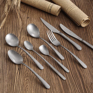 Ensemble de <span class=keywords><strong>couverts</strong></span> en acier inoxydable brossé rétro, <span class=keywords><strong>couverts</strong></span> argentés, fourchettes, couteaux, cuillères, vaisselle, <span class=keywords><strong>couverts</strong></span> de voyage - Product Image 1