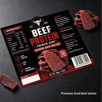 Etiquetas Adhesivas de Vinilo de Alta Calidad para Envasado de Alimentos, Color Negro y Rojo, con Impresión Nítida y Estampado en Caliente UV, para Bolsas de Carne Seca y Snacks