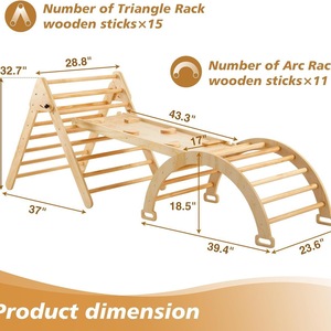 Wooden Climbing <b>Frame</b> For Toddlers Foldable Triangular Indoor <b>Play</b> Structure Balance Motor Skills Development Unisex - Product Image 2