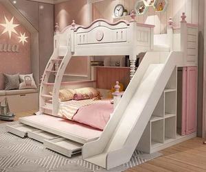 Cama Infantil de Princesa Tipo Castillo Litera para Niña Juego de Muebles para Dormitorio de Niñas en Rosa con Tobogán - Product Image 2