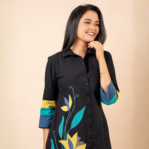 Vestido Corto Negro de Alta Calidad con Bordado y Apliques, Estilo Casual Premium para Mujer - Product Image 2