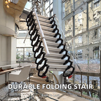 Escalier escamotable multifonctionnel industriel durable en acier galvanisé noir et aluminium, épaissi et invisible pour appartement
