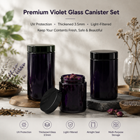 Bocaux en verre hermétiques anti-UV personnalisés en usine, de qualité alimentaire, violet foncé, à large ouverture, pour le stockage de baumes de soin et d'emballages d'épices en plastique