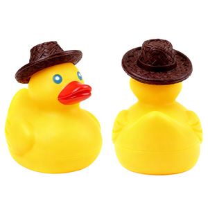 Jouets de bain et de douche pour enfants en gros, petits canards jaunes avec chapeaux de paille - Product Image 4
