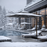 Parasol romain cantilever en aluminium avec éclairage LED, double ventilation, rotation à 360 degrés, protection solaire pour terrasse extérieure