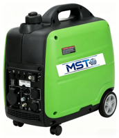 Générateur à essence silencieux refroidi par air 2,3 kW, 4 temps, inverseur, 50 Hz, 230 V, démarrage électrique DC, 98 cm³, 3600 tr/min, réservoir de carburant 4,2 L, usage domestique
