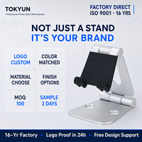 Penyangga Ponsel Tablet Lipat Aluminium Grosir Pabrik, Dapat Disesuaikan, Portabel, Penyangga Meja, OEM Logo Kustom, Braket Logam Grosir