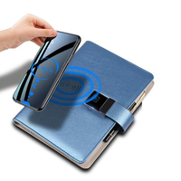 Journal personnel A5 en cuir PU avec verrouillage par empreinte digitale, recharge sans fil, bloc-notes avec batterie externe 8000 mAh et clé USB 16 Go