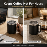 Mug à café isotherme en acier inoxydable personnalisé avec logo, 12 oz, double paroi, sous vide, pour le camping et les voyages, avec couvercle, vente en gros OEM