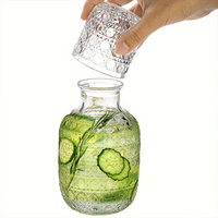 Vente en gros Bouilloire en verre de luxe transparente pour la maison Carafe avec ensemble de tasses portable Pichet en verre pour eau froide