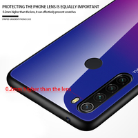 Coque antichoc en verre trempé pour Xiaomi, compatible modèles Redmi Note 8, 8 Pro, 8 Pro, verre trempé, dégradé de couleurs, 3d