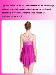 Abiti da ballo da donna MiDee con paillettes, gonna a rete con taglio triangolare e spalline incrociate sulla <span class=keywords><strong>schiena</strong></span> per performance sul palco - Product Image 3