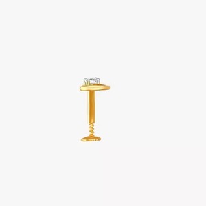 14kt Yellow gold iced out fashionable traditional stud <b>nose</b> <b>pin</b> with round shape lab grown diamond DEF color vvs clarity - Product Image 6