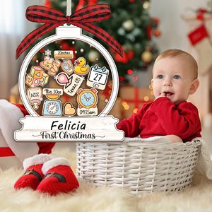 Shake <b>Ornaments</b> 5'' Wooden & Acrylic <b>First</b> <b>Christmas</b> Personalized Baby <b>Ornament</b> - Product Image 4