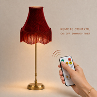 Lampes de table modernes rechargeables de 77 cm/30 pouces avec télécommande, abat-jour à franges bordeaux, lumière blanc chaud à intensité variable pour la décoration de mariage