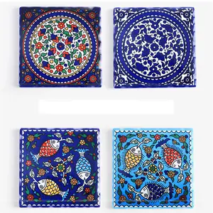 Posavasos de cerámica de corcho, aislamiento térmico, pintura artesanal, serie Amazon Portugal