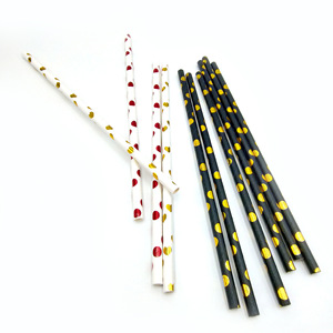 Disposable Straws Green White Dots Paper 330mm Party Use - Product Image 3