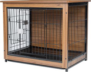 Furniture Style Dog Crate 27/32/38IN ,Wooden Dog Kennel Furniture Indoor Double Doors Removable with Locked,Dog Crate End Table