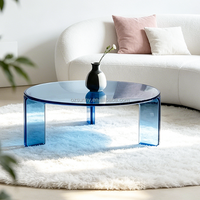 Table basse ronde en acrylique transparente orange de 80 cm pour salon, appartement, décoration de maison moderne, design robuste à 3 pieds