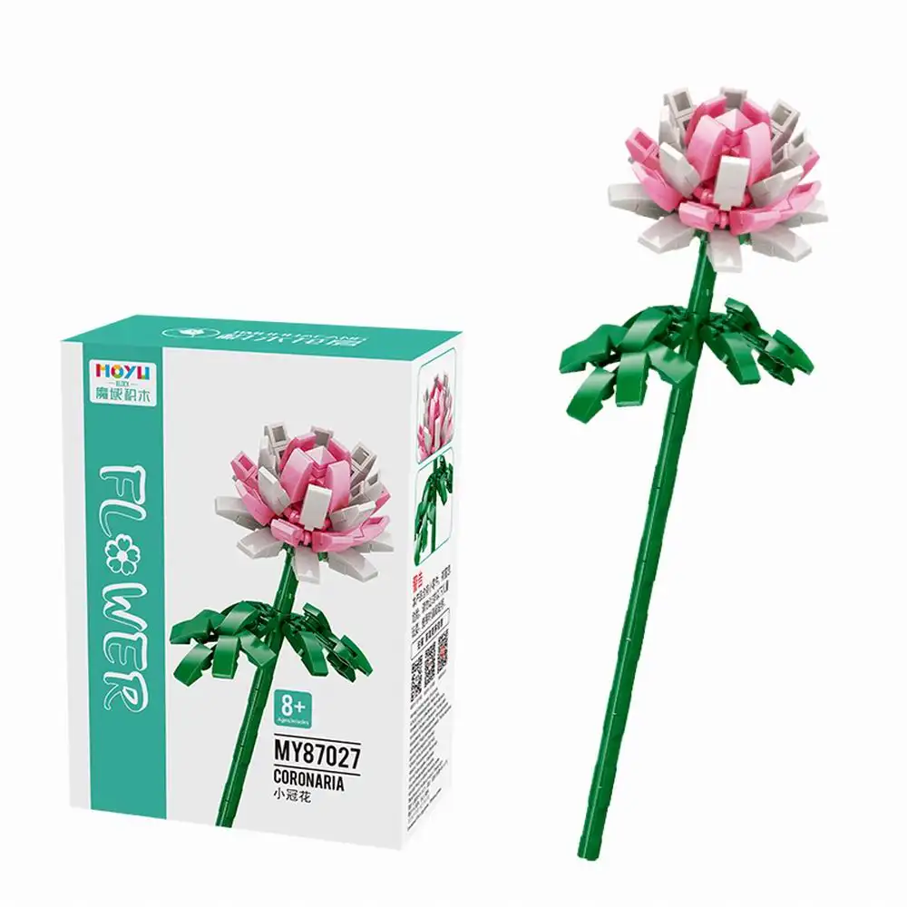 Beautiful coronilla varia building blocks flower toy unique flower bouquet puzzle block sets home decoration for kids